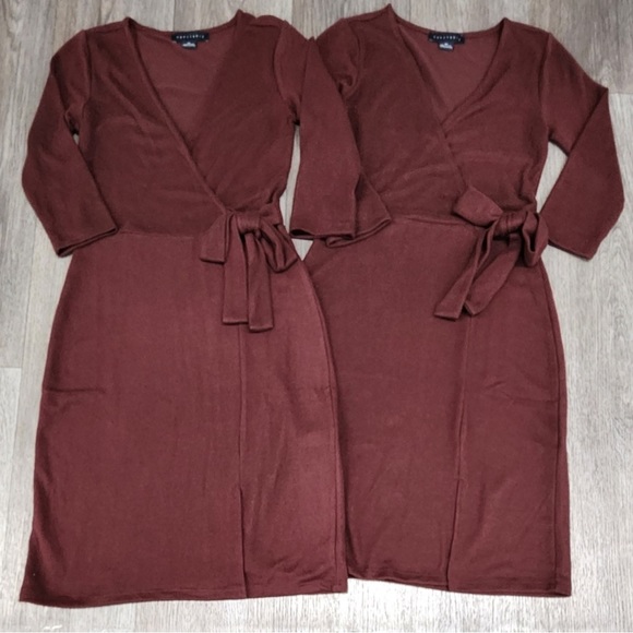 Sanctuary brown Wrap Sweater Dress NWOT - Picture 2 of 7